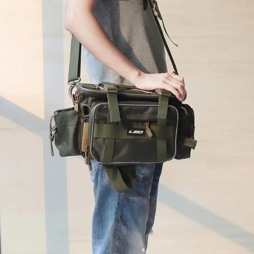 Verde do Exército ao ar Bolsa de Pesca à Prova Bolsa de Armazenamento Livre Doxford Água Oxford Pano Cintura Ombro Mensageiro Pesca Carretel Isca Câmera 6 pano cintura ombro mensageiro pesca carretel isca câmera saco de armazenamento