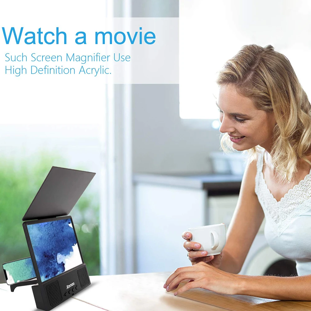

With Speaker Stand Bracket Foldable 3D HD Amplifier Holder Mobile Phone Screen Magnifier Desktop Enlarged Universal Projector