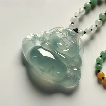 Genuine natural A-class Burmese stone pendant carved Buddha pendant necklace men and women JADES jewelry children’s style