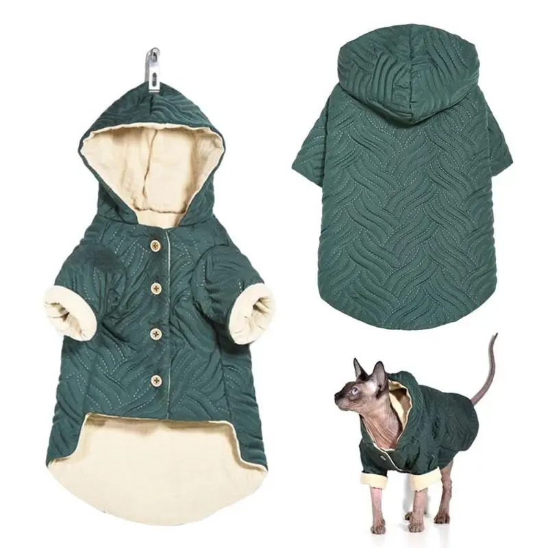 Buy Winter Warm Dog Hoodies Clothes Puppy Jacket Coat Sweatshirts Soft Green