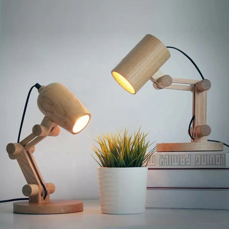 Newest Design Wood Table lamps Desk light Living Room Bedroom Decor 110-240V solid wood table lighting (8)