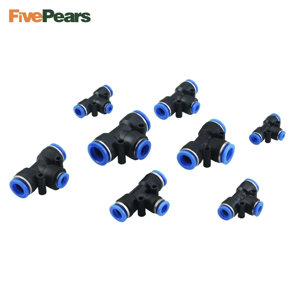 

FREE SHIPPING 5pcs a lot one touch plastic pneumatic Unequal Diameter Air tube fitting t type PEG quick hose connector air 3 way
