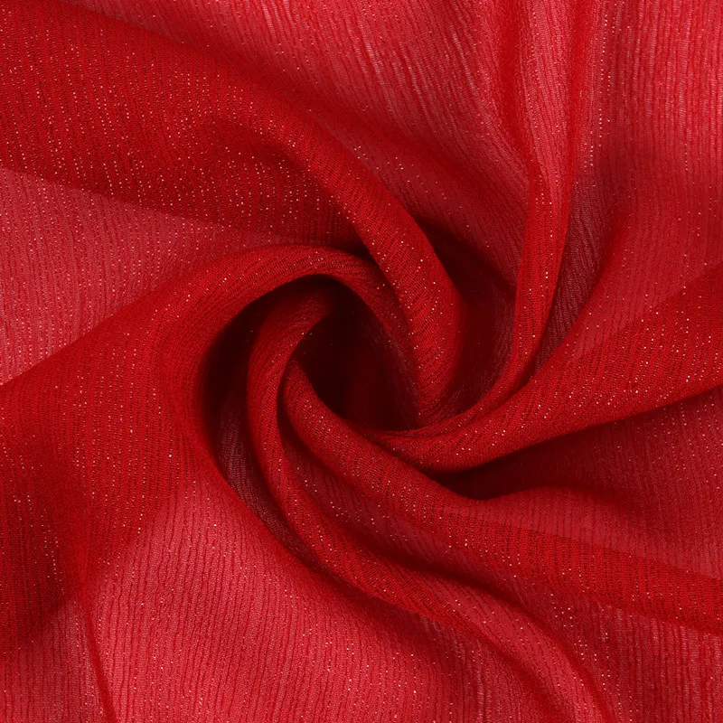 

150cm*50cm RED metallic crepe chiffon silk fabric light soft breathable DIY fabric Silver Silk Crepe Fabric Chiffon cloth