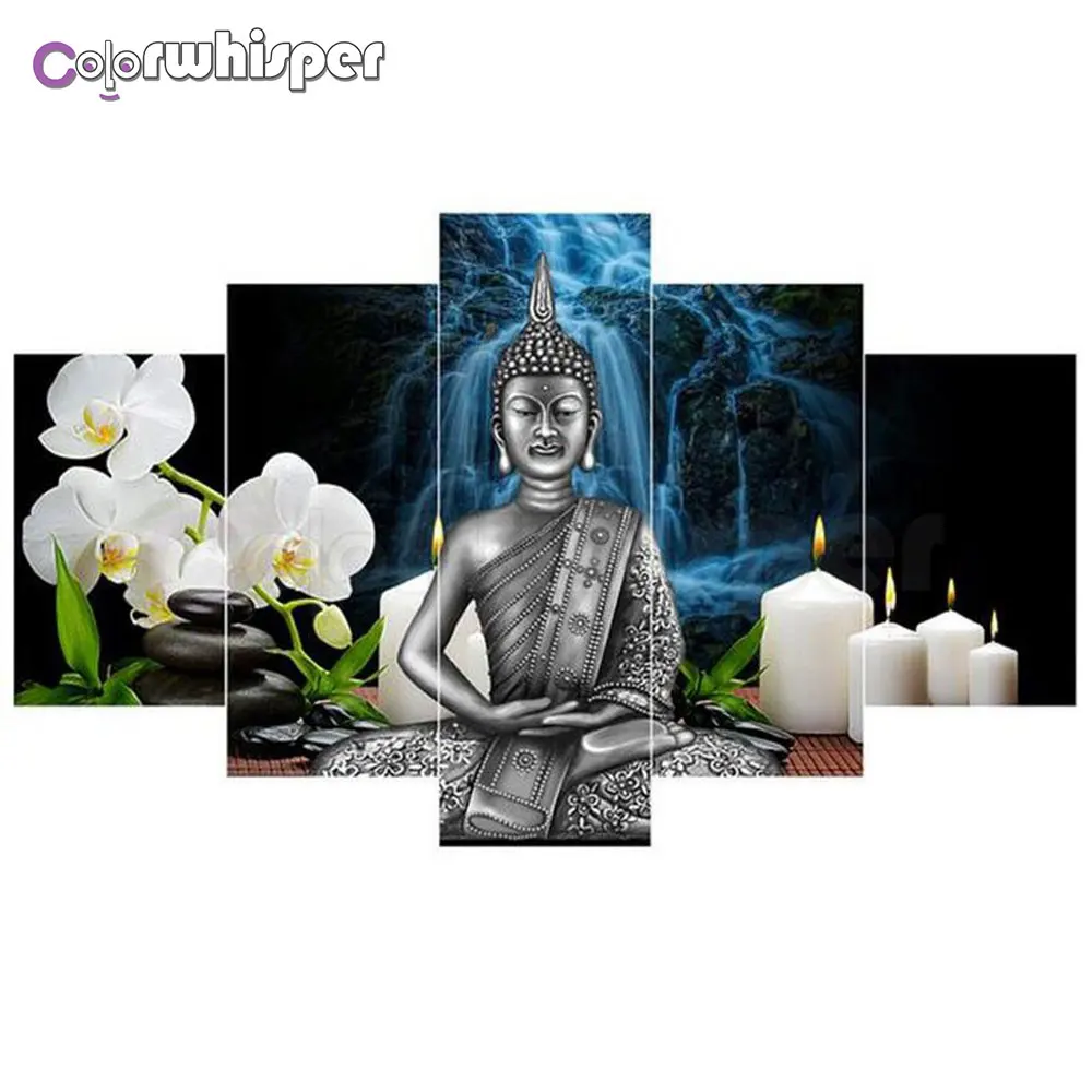 

Diamond Painting Full Square/ Round Drill 5D Daimond Painting 5PCS Buddha Zen Bamboo Water Mosaic Cross Stitch Crystal 823