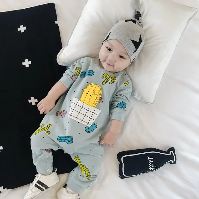 

Celveroso Baby Long Sleeve Rompers For Newborns cute Cartoon Cotton Jeans Jumpsuits For Children Spring O-neck Casual One-piece