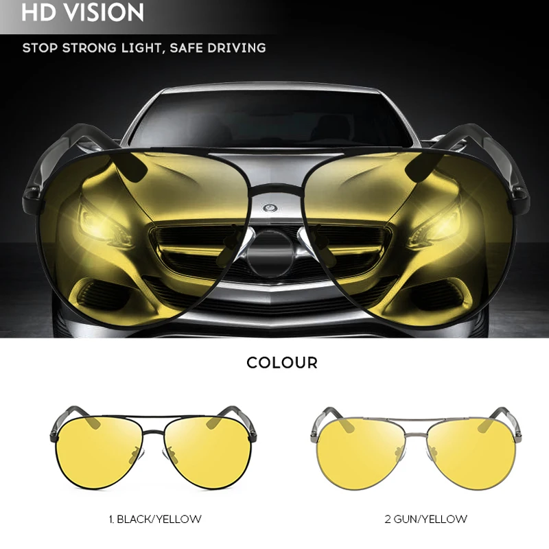 Очки для ночного вождения видения антибликовые для автомобильные водительские мужские водителя модные винтажные с поляризацией uv400 солнце защитные линзами