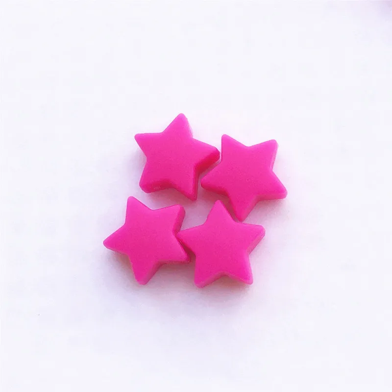 Chenkai 50 шт. 15 мм силиконовый Прорезыватель зубов в виде звезды бусины DIY Детские Соска для купания манекен кормящих ювелирных изделий игрушка Бисер для изготовления BPA бесплатно - Цвет: hot pink