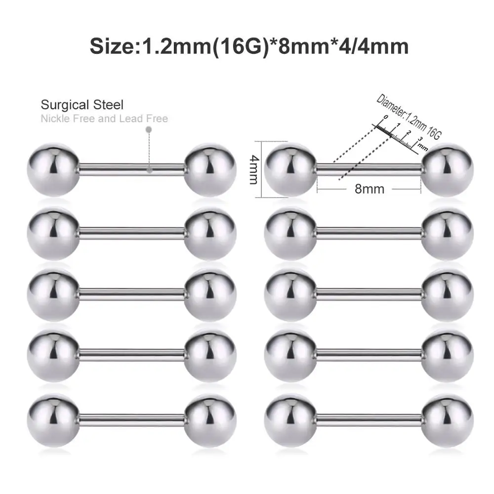 10pcs 16GX8X4mm 10 шт./лот, пирсинг для ушей, Стальные Шпильки для ушей, хрящевое кольцо для Козелка, спираль, пирсинг штанги для мужчин и женщин, ювелирные изделия для тела ES031 - Окраска металла: 10pcs 16GX8X4mm
