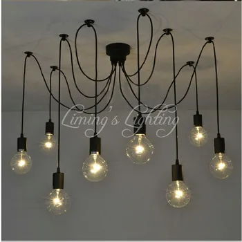 

Loft Retro Led Spider Pendant Lights Adjustable Vintage Pendant Lamps Industrial Ceiling Lamps Luminaria Edison Light Abajur