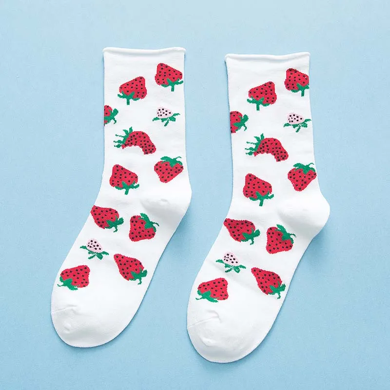 [EIOISAPRA] Повседневные Носки ярких цветов с фруктами Харадзюку модные трендовые женские забавные носки в Корейском стиле цветные яркие носки