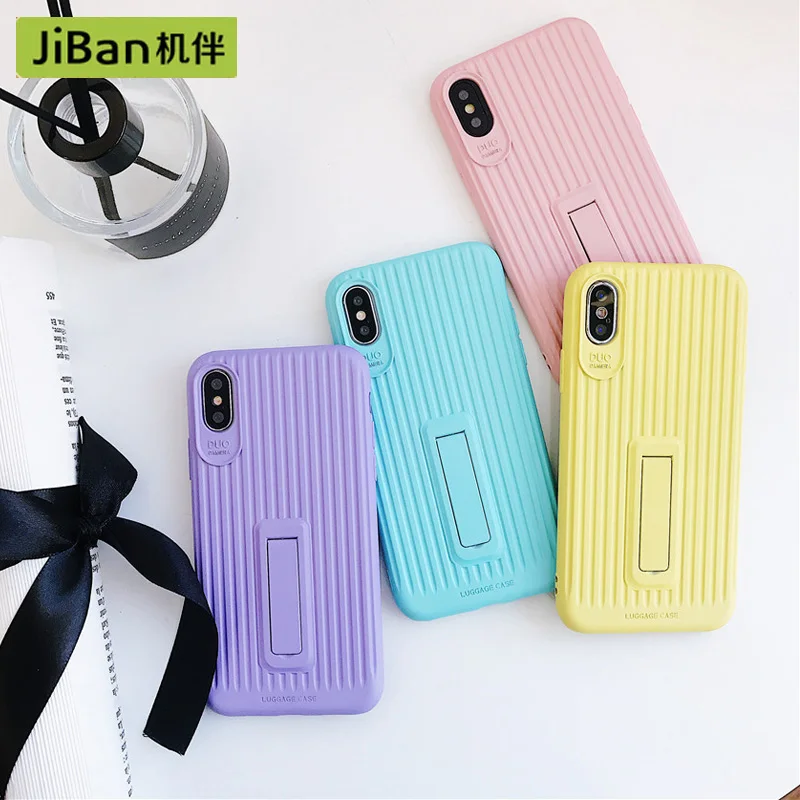 JiBan Korean Candy Color Mobile Case For iPhone 6 6S Plus 7 8 X XS MAX XR Cases Bracket Trunk TPU Soft Shell | Мобильные телефоны и
