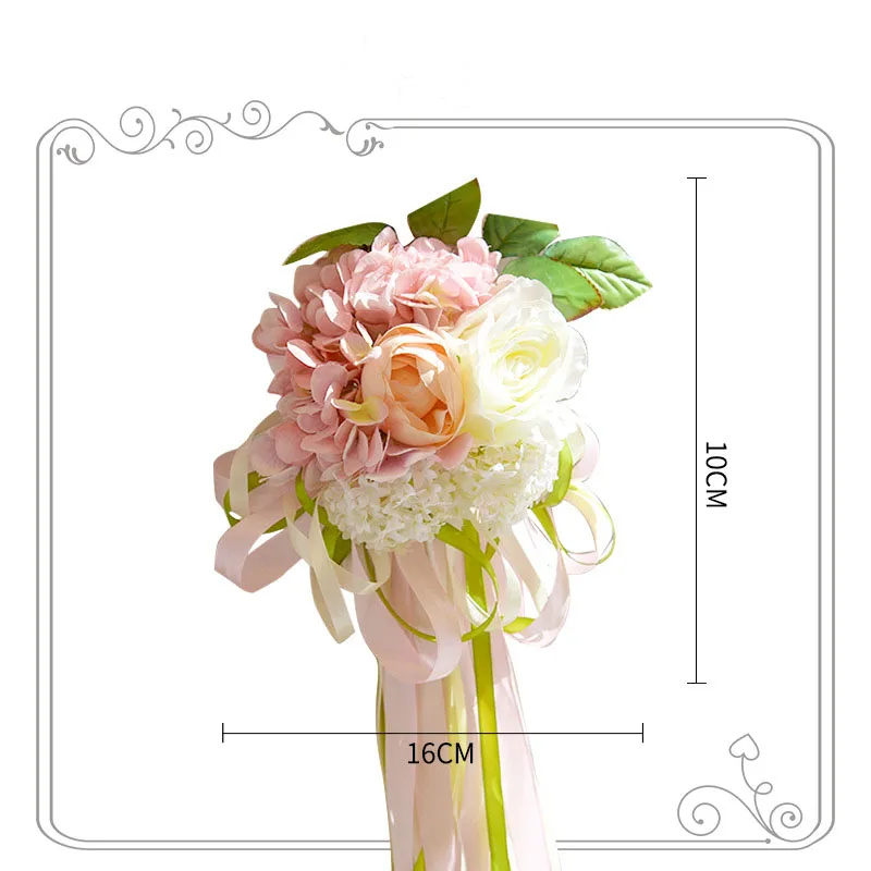  Wedding Bouquet Roses Artificial Flowers Ribbon Blue Hydrangea     (18)