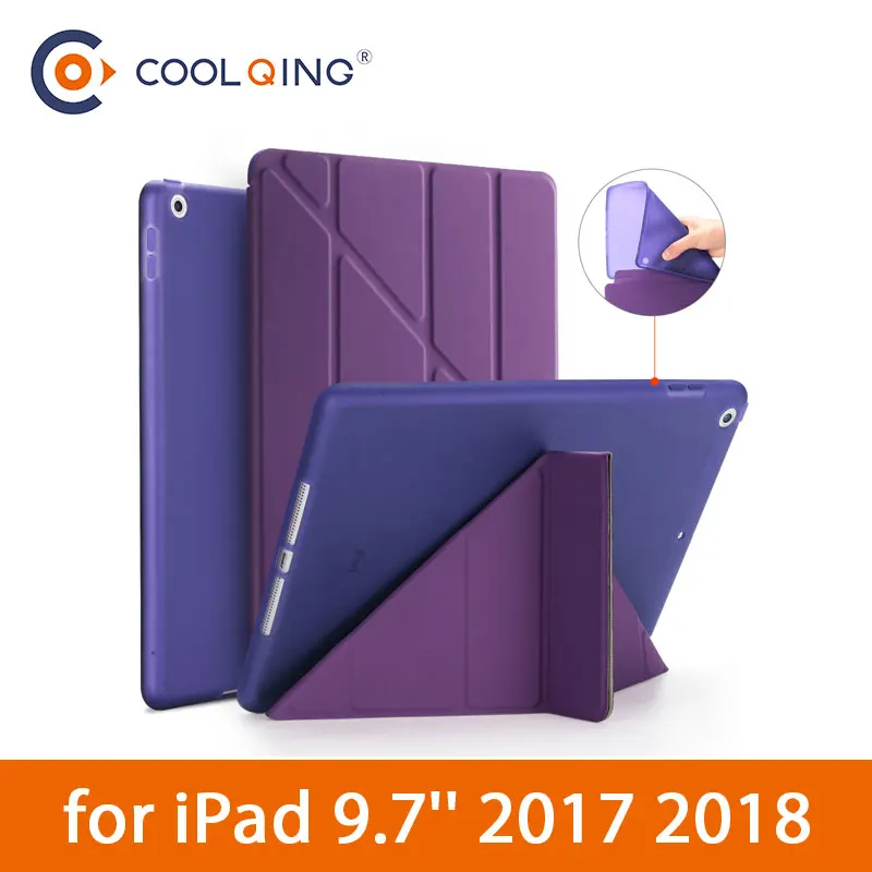 

Multi-folded Tablets Case For iPad 9.7 2017 2018 TPU Soft Case PU Leather Tablet Case Protective Cover For iPad 9.7'' 2018 Case