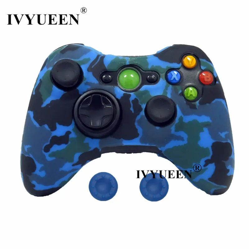 Blue Camo IVYUEEN для microsoft Xbox 360 проводной/беспроводной контроллер силиконовый резиновый защитный чехол с кожаными ручками аксессуары для игр - Цвет: Blue Camo