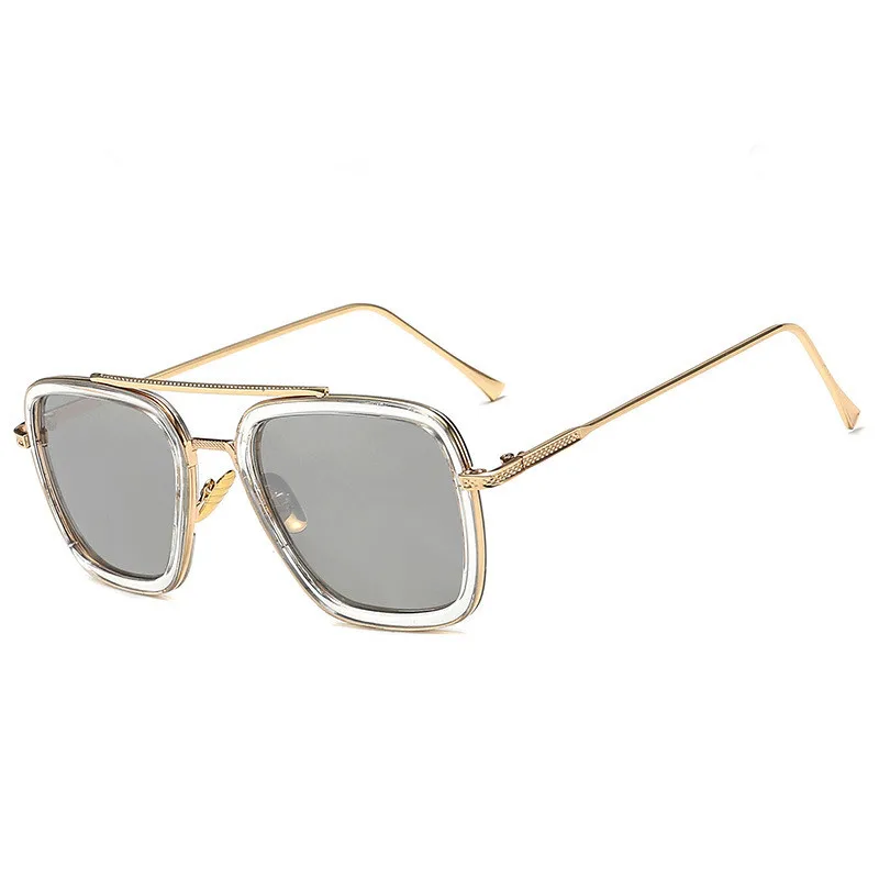 Мужские солнцезащитные очки tony stark, металлические, зеркальные, квадратные, Ретро стиль, Железный человек, солнцезащитные очки sonnenbrille herren lunette soleil homme - Цвет линз: C6