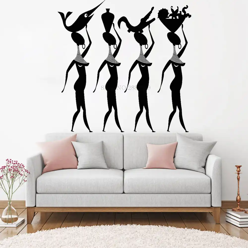 Adhesivo De Pared De Cuatro Mujeres Africanas Pegatinas De Arte