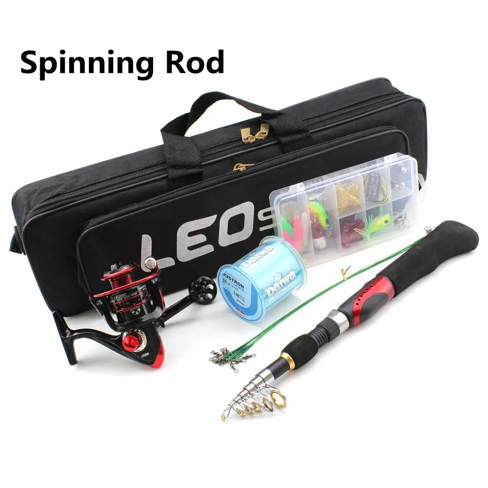 Bolsa de Viagem Telescópica Mini Pesca Rod Linha Reel Combo Kit Completo Engrenagem Spinning Pesqueiro Lures Ganchos 1.65 m 6 Esporte e Lazer
