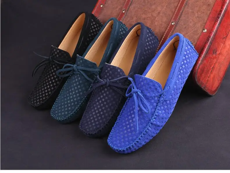 Men's Casual Suede Handmade Velvet Loafers Breathable Leather Driving Shoes Slip-on Boat Shoes Fashion Moccasins Men's Flat Shoe (10)