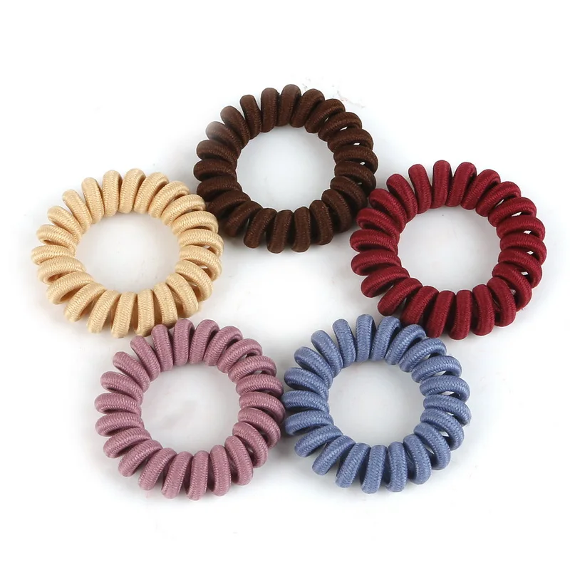 hair clip ins 5Pcs Elastic Telephone Wire Elastic Hair Bands For Girl Headwear Ponytail Holder Rubber Bands Scrunchies Women Hair Accessories Hairclip