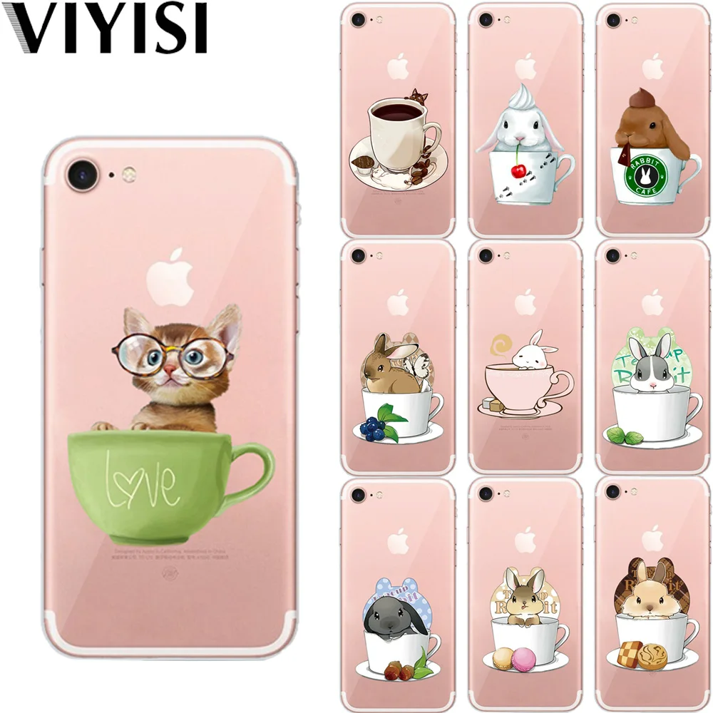 

VIYISI Phone Case For Apple iPhone X IPhone 7 case 8 6 6S Plus Cover 5 5S SE Teacup rabbit Cover Etui Back Coque Capinha Eagle