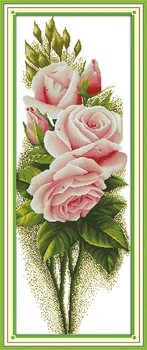 

Pink rose Cross Stitch Kits 11CT Printed 14CT Cross Stitch Set DIY Chinese Cotton Cross-stitch Counted Embroidery Needlework