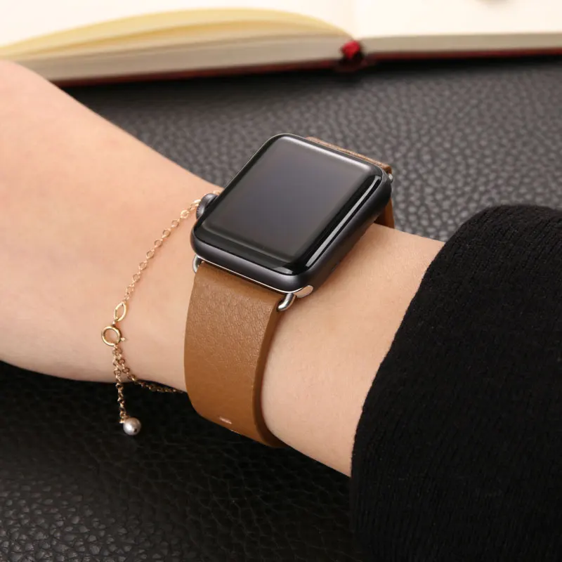 wrist Band for Apple Watch 44mm 40mm genuine leather loop 38mm 42mm for iwatch series 5 4 3 2 1 Strap link Bracelet women straps