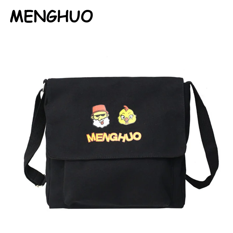 Menghuo Холст мультфильм печати девушка сумка новая мода высокое качество большой