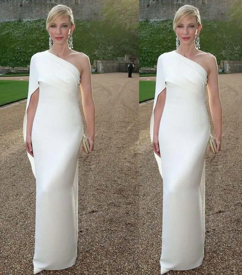 

Saudi Arabia Satin Evening Dresses 2019 One Shoulder Floor Length Red Carpet Celebrity Formal Prom Party Gowns for Women Wear