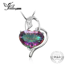 Jewelrypalace nueva romance corazón 8ct rainbow fuego mystic topaz colgante de plata de ley 925 mujeres joyería de moda sin cadena