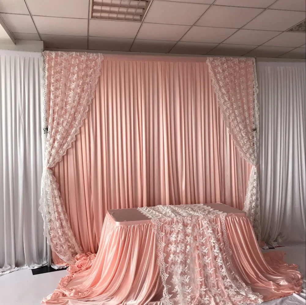 3 m X 3 m Ijs Zijde Achtergrond Met Kant Swag voor Bruiloft Decoratie Achtergrond & Tafel Rok Set Bruiloft drape Perzik Wedding Achtergrond 3 m X 3 m Ijs Zijde Achtergrond Met Kant Swag voor Bruiloft Decoratie Achtergrond & Tafel Rok Set Bruiloft drape Perzik Wedding Achtergrond