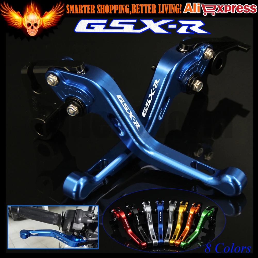 

Laser Logo(GSX-R) 8 Colors Blue CNC Aluminum Motorcycle Short Brake Clutch Levers For Suzuki GSXR750 2006 2007 2008 2009 2010