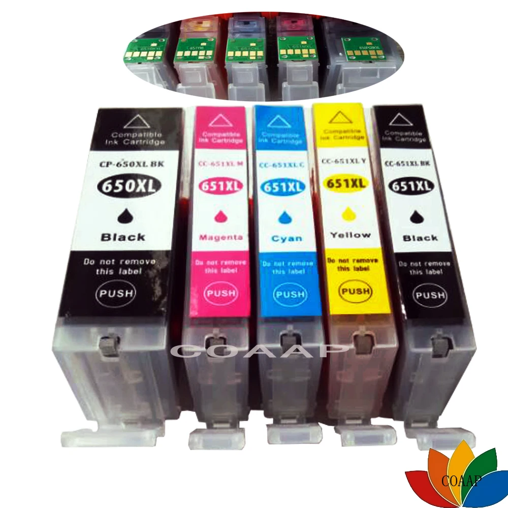 5 x чернильный картридж PGI 650 CLI 651 для принтера Canon Pixma MX726 MX926 MG5560 MG5660 MG6360 MG6460 MG6660 MG5460 |