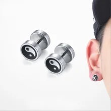 Mprainbow, панк-рок, крутые мужские сережки-гвоздики, нержавеющая сталь, восемь триграмм, узор, высокое качество, серьги для мужчин