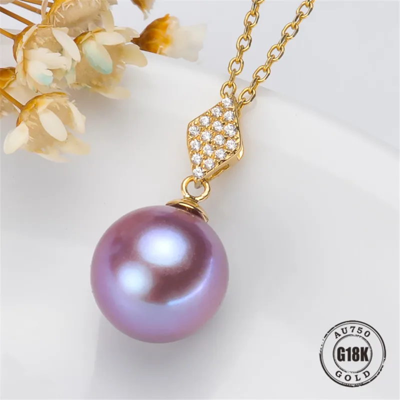 

DIY Pendant Jewelry Findings Blank Pendants Bracket AU750 G18K Yellow Gold Simple Bracket Natural Pearl Cap Accessories