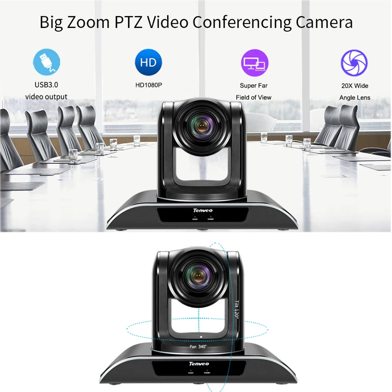 Tenveo 1080p60fps 20X зум-камера USB3.0 PTZ HDMI выход HD видео конференц-камера Веб-камера Plug-N-Play для HD потокового видео