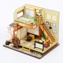 Миниатюрный в японском стиле кукольная мебель Наборы DIY деревянный кукольный дом с светодиодный свет игрушка-головоломка для детей подарок на день рождения