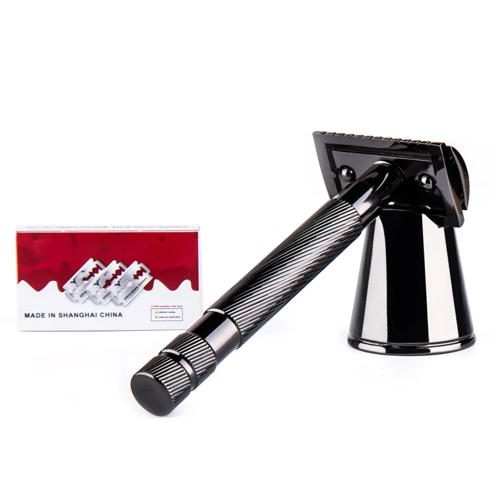 

Grandslam Double Edge Safety Razor Long Handle with Shaver Holder,Men Shaving & Hair Removal Tool Manual Shaver with 10 Blades