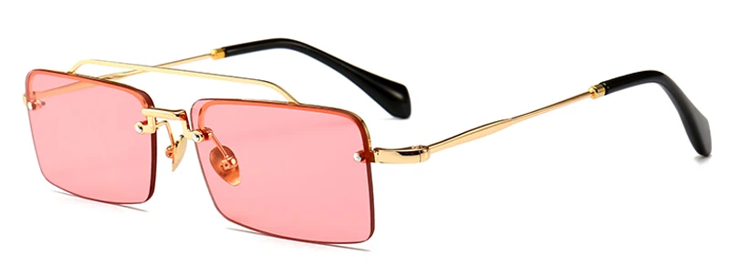 Kachawoo, крошечные солнцезащитные очки без оправы, мужские летние аксессуары, Женские Подарочные Металлические солнцезащитные очки в ретро стиле, прямоугольные, коричневые, черные - Цвет линз: clear pink
