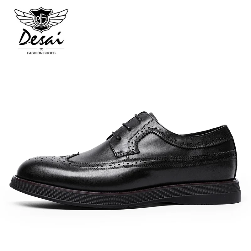 DESAI 2019 Men's Casual Shoes Genuine Leather Brock Carved Hollow Retro Breathable Formal Shoes Men EUR Size 38-44 DESAI 2019 Men's Casual Shoes Genuine Leather Brock Carved Hollow Retro Breathable Formal Shoes Men EUR Size 38-44