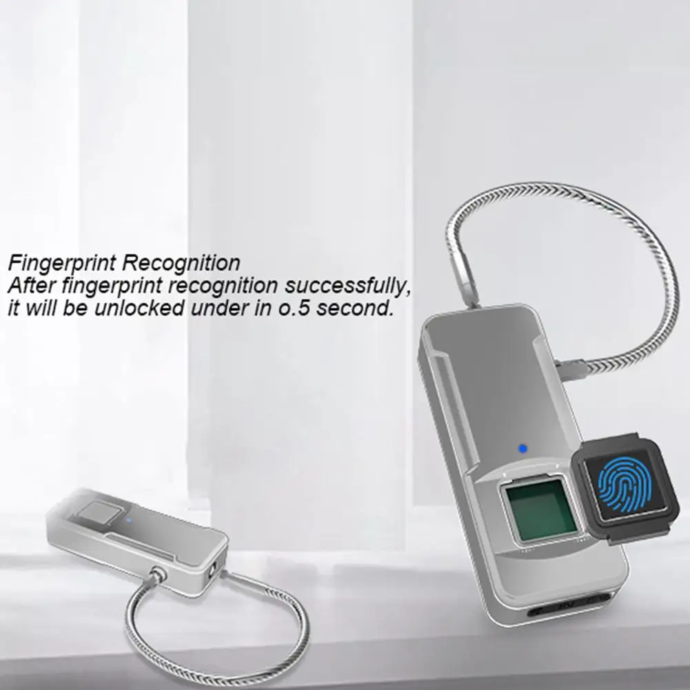 

High Quality USB Rechargeable Metal Smart Security Keyless Anti-Theft Fingerprint Lock Backpack Quick Unlock Home Door Padlock