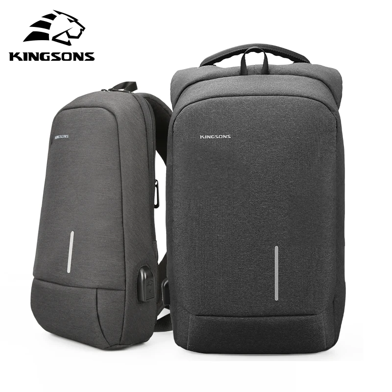 

Kingsons 13''15'' USB Charging Backapcks Anti-theft Backpack Bag Laptop Computer Bags Men's Women's Travel Bags 2 Bags