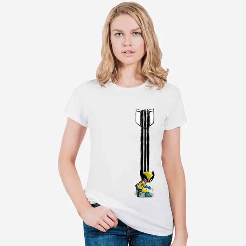 

Street Style Women Summer Leisure Tops Cartoon Wolverine Inspired Marvel T shirt