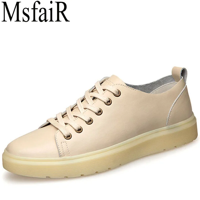 

MSFAIR 2018 Mens Skateboarding Shoes Brand Genuine Leather Flat With Walking Men Sport Shoes Outdoor Athletic Sneakers For Male