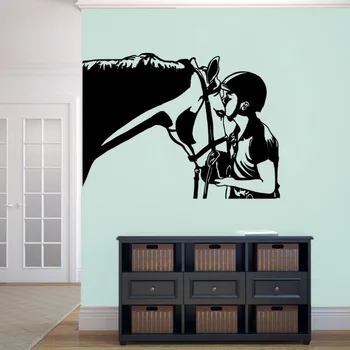 

Horse and Rider Wall Sticker Vinyl Horse Head Wall Decal Home Bedroom Decor New Design Horse Animals Wall Window Mural AY1672