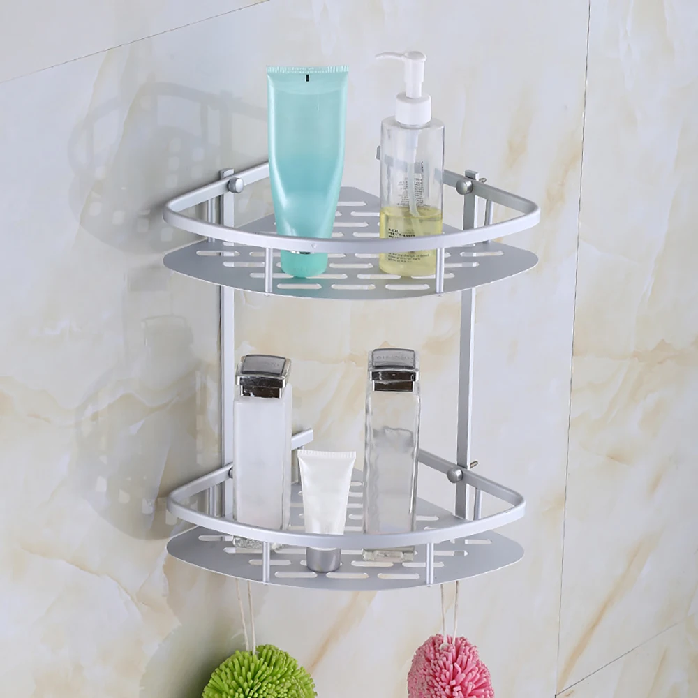 

Bathroom Shelf Shower Shampoo Soap Cosmetic Shelves Storage Organizer Rack Holder Space Aluminum Accessories