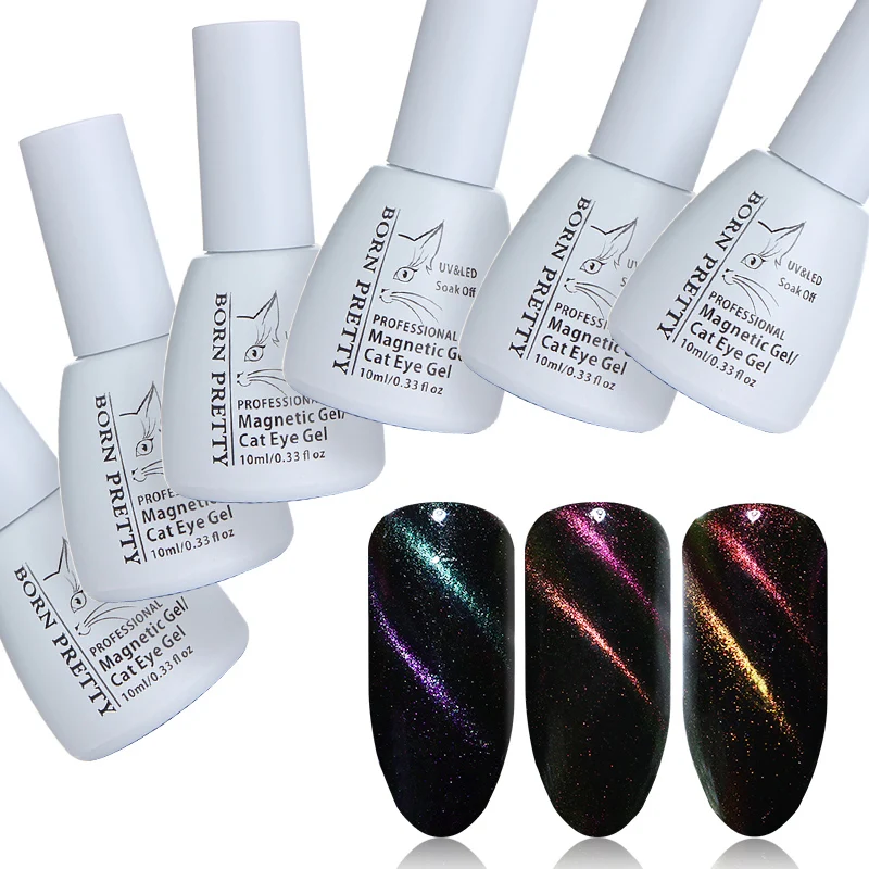BORN PRETTY 10ml 3D Cat Eye UV Gel Polish Chameleon Magnetic Gel Soak Off UV Gel Varnish Manicure Nail Art Color