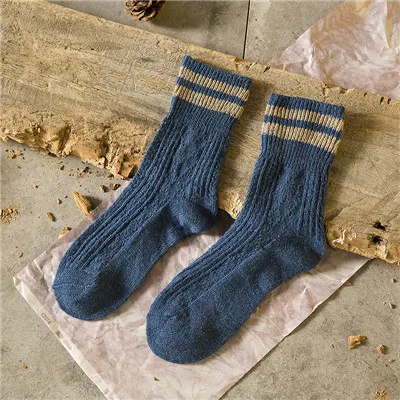 5 цветов, новые модные женские шерстяные носки в стиле ретро хлопковые носки для девочек на осень и зиму женские японские в форме трубы носки чулочно-носочные изделия для студентов - Цвет: A1078-Blue