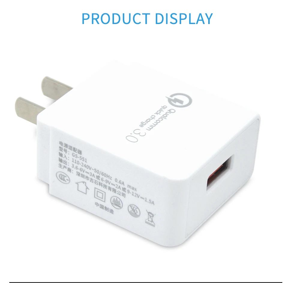 18W Quick Charge 3.0 USB Charger US Plug Wall Mobile Phone Charger Charger Adapter for iPhone Samsung Xiaomi Huawei (12)