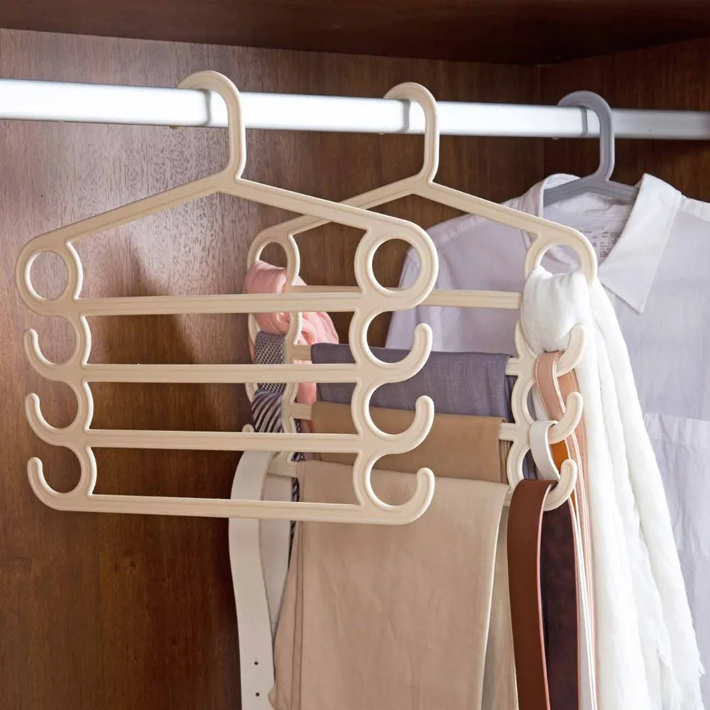 

Creative household multi-layer collection pants hanger TrouserTie Scarfs Belt Towel hanging plastic storage racks