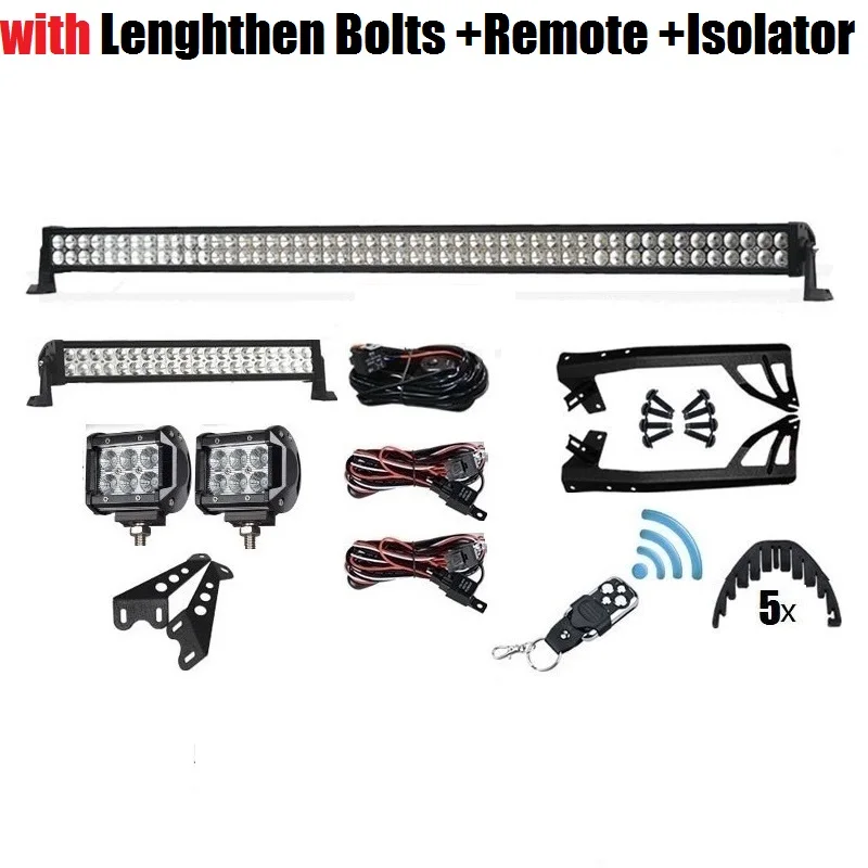 5" 22" " 300 Вт 120 Вт 18 Вт двухрядный комбинированный прямой внедорожный светодиодный рабочий светильник с пультом дистанционного управления для JEEP Wrangler JK 07-17 Kit - Цвет: Bolt Remote Isolator